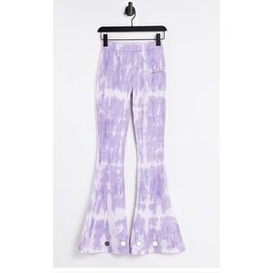 Sixth June Womens Tie Dye Flare‎ Leggings Purple High Rise Bell Bottom Pants SM